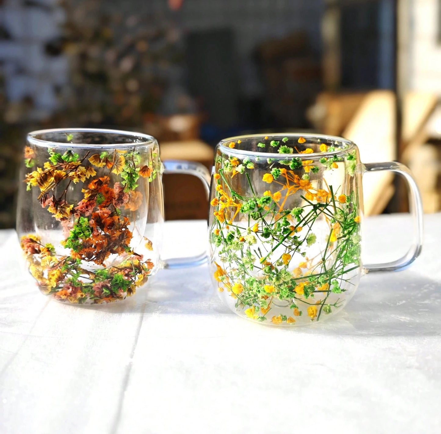 Green and yellow flowers Mug - Luxury Jars
